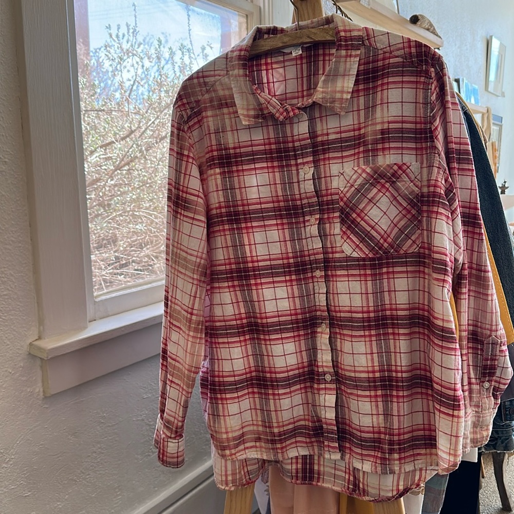 Flannel w decal on back.